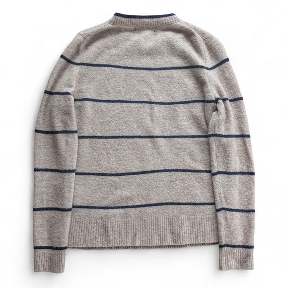 Banana Republic Merino Aire Wool Blend Stripe Knit Crewneck Sweater M Gray - Picture 3 of 7